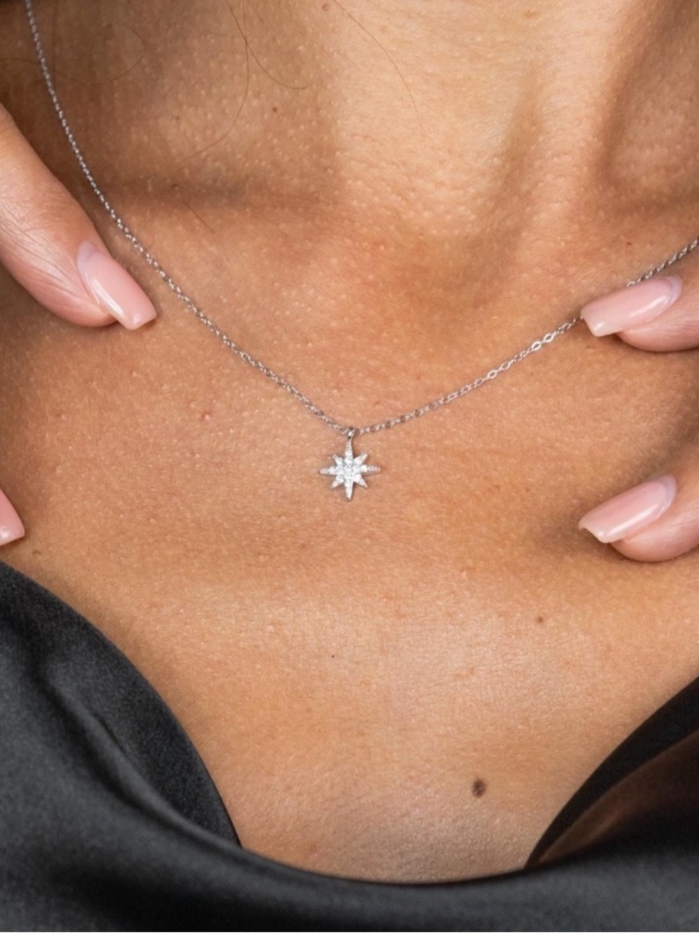925 Sterling Silver Starburst Pendant Necklace